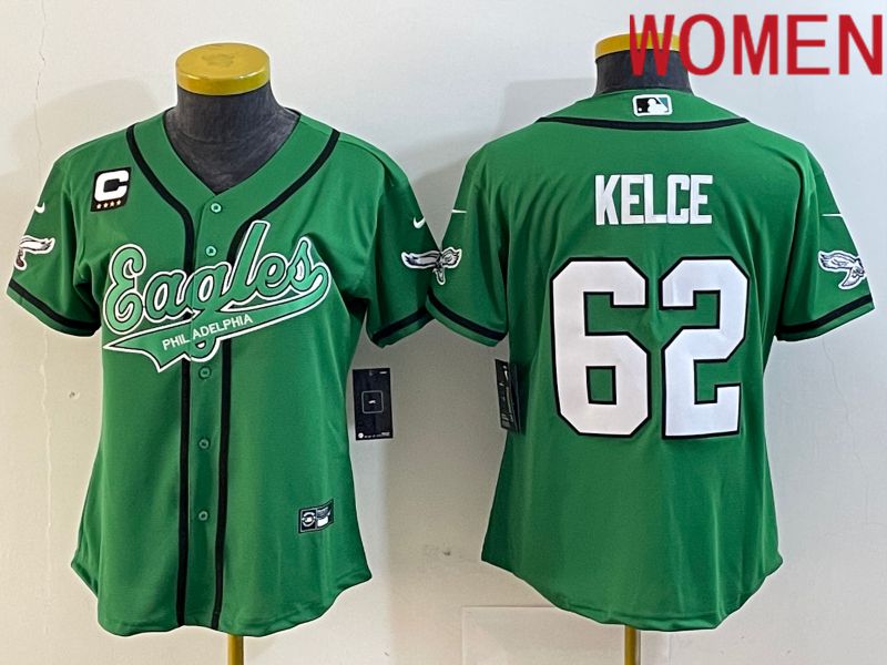 Women Philadelphia Eagles #62 Kelce Green Nike 2023 Co Branding Game NFL Jersey style 2->los angeles lakers->NBA Jersey